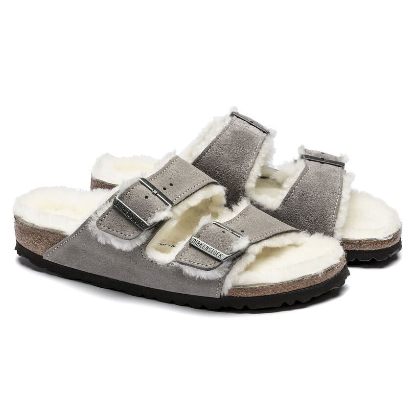 Birkenstock Arizona Fur Stone Coin בירקנשטוק כפכפי אריזונה נשים