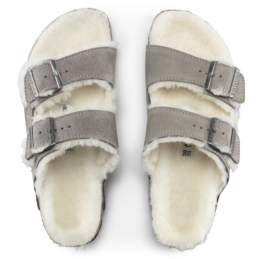 Birkenstock Arizona Fur Stone Coin בירקנשטוק כפכפי אריזונה נשים
