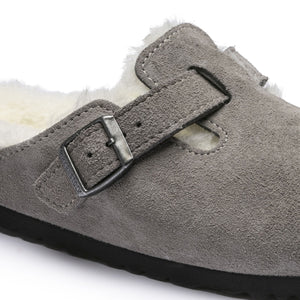 Birkenstock Boston Fell Stone Coin כפכפי בירקנשטוק, דגם בוסטון פרווה