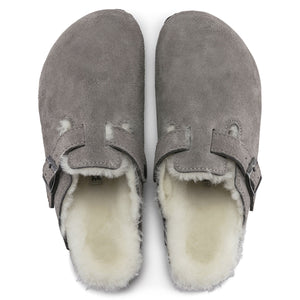 Birkenstock Boston Fell Stone Coin כפכפי בירקנשטוק, דגם בוסטון פרווה