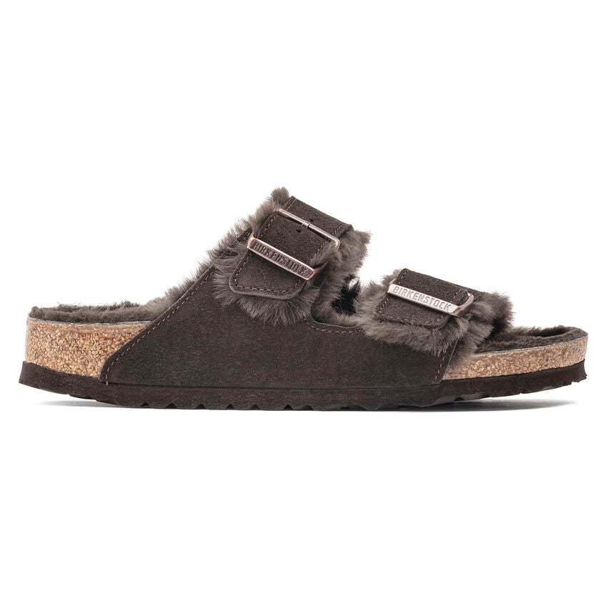 Birkenstock Arizona Fell Mocca בירקנשטוק כפכפי נשים אריזונה עם פרווה