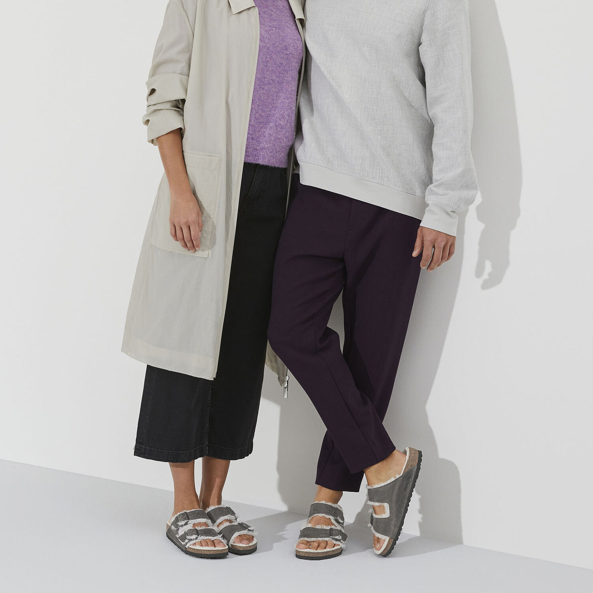 Birkenstock Arizona Fell Iron בירקנשטוק כפכפי נשים אריזונה עם פרווה