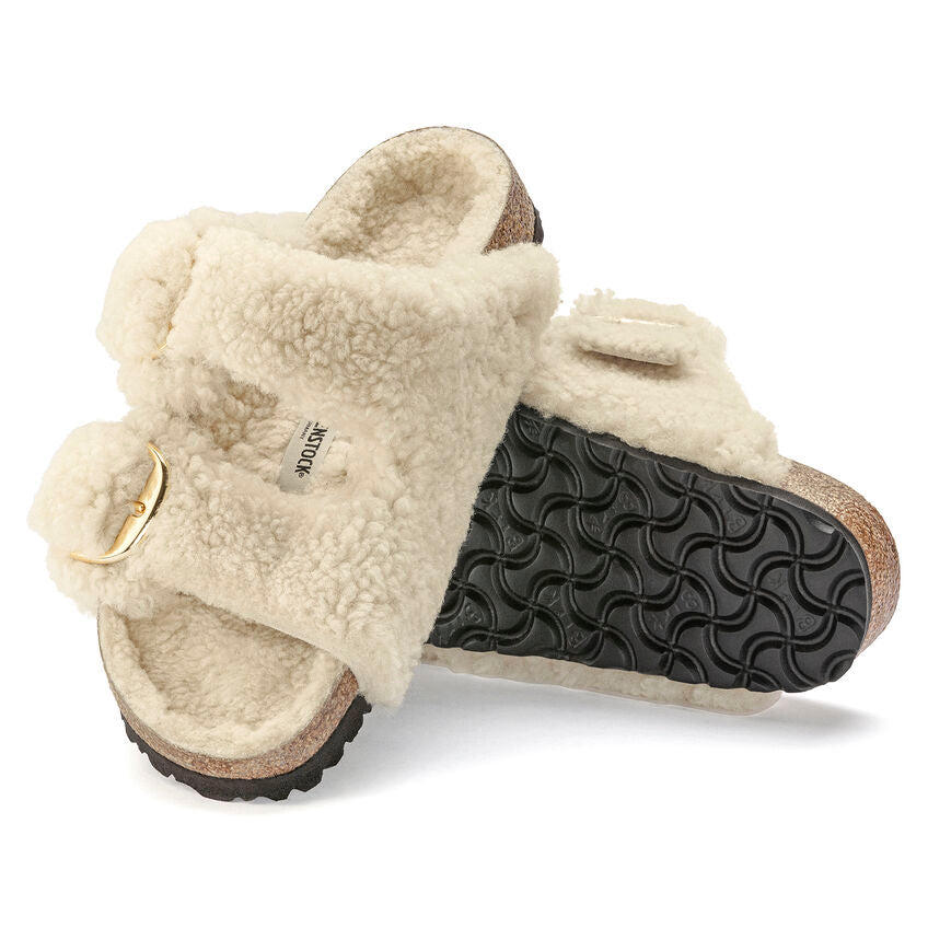 Birkenstock Arizona Big Buckle Teddy Eggshell כפכפי נשים בירקנשטוק