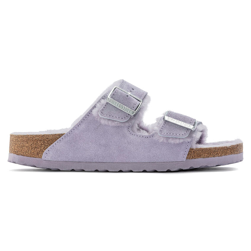 Birkenstock Arizona Fell Purple Fog בירקנשטוק כפכפי נשים אריזונה עם פרווה