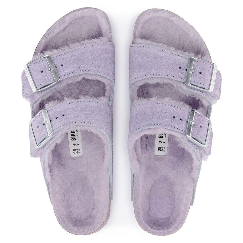 Birkenstock Arizona Fell Purple Fog בירקנשטוק כפכפי נשים אריזונה עם פרווה