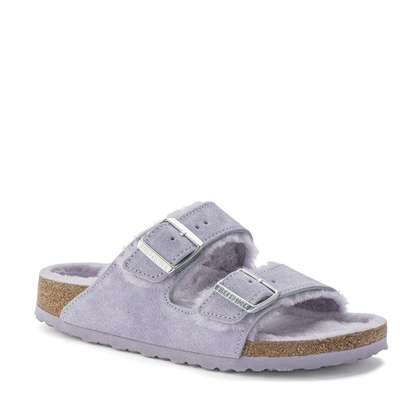 Birkenstock Arizona Fell Purple Fog בירקנשטוק כפכפי נשים אריזונה עם פרווה