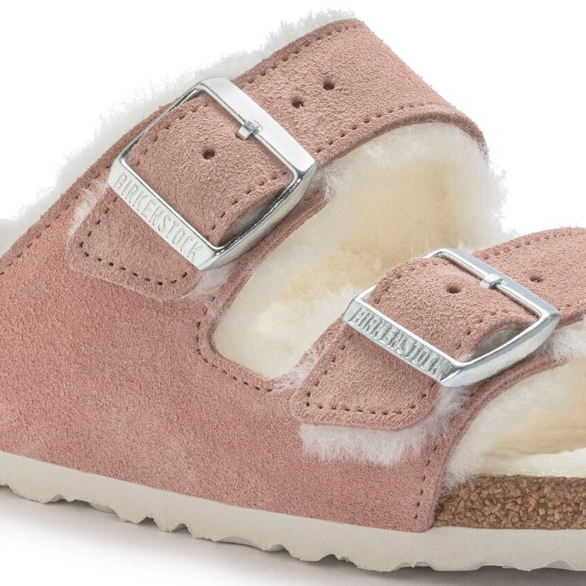Birkenstock Arizona Fell Pink Clay בירקנשטוק כפכפי נשים אריזונה עם פרווה