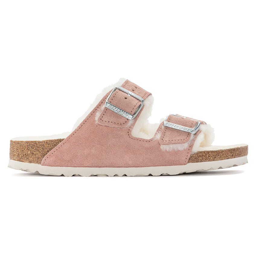 Birkenstock Arizona Fell Pink Clay בירקנשטוק כפכפי נשים אריזונה עם פרווה