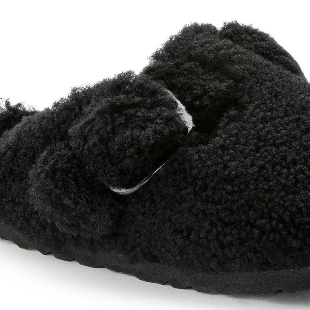 Birkenstock Boston Big Buckle Teddy Black בירקנשטוק בוסטון אבזם פרווה  נשים שחור