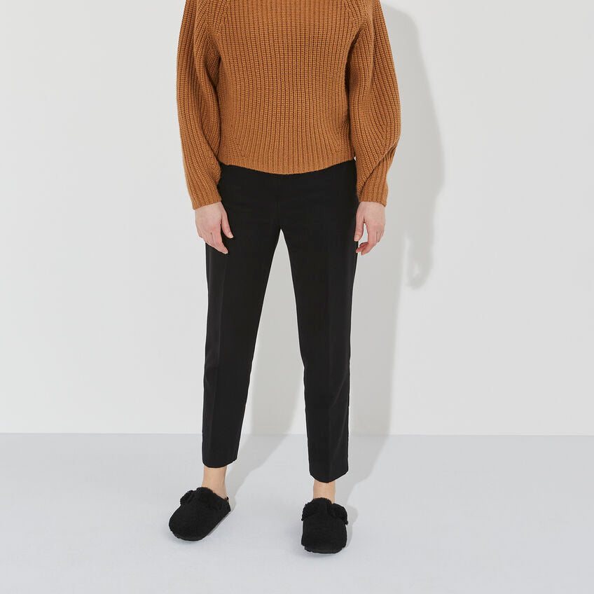 Birkenstock Boston Big Buckle Teddy Black בירקנשטוק בוסטון אבזם פרווה  נשים שחור