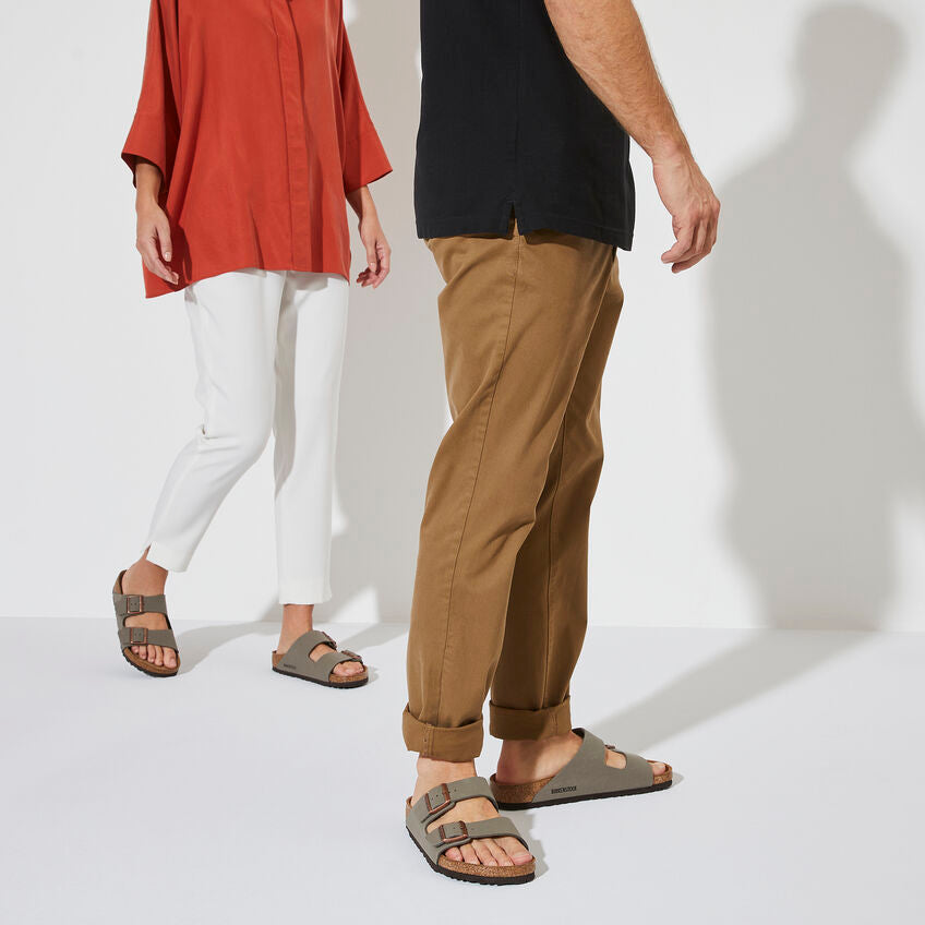 בירקנשטוק כפכפי גברים אריזונה סטון Birkenstock Arizona Birko-Flor Nubuck Stone