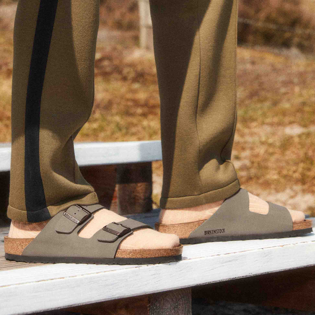 בירקנשטוק כפכפי נשים אריזונה אבן נובוק Birkenstock Arizona Birko Flor Nubuck Stone