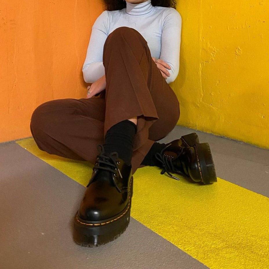 נעלי ד״ר מרטינס יוניסקס Dr. Martens 1461 Quad 3 Eye Shoe Polished Smooth Black