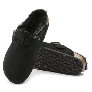 בירקנשטוק כפכפי נשים בוסטון פרווה Birkenstock Boston Fur Black