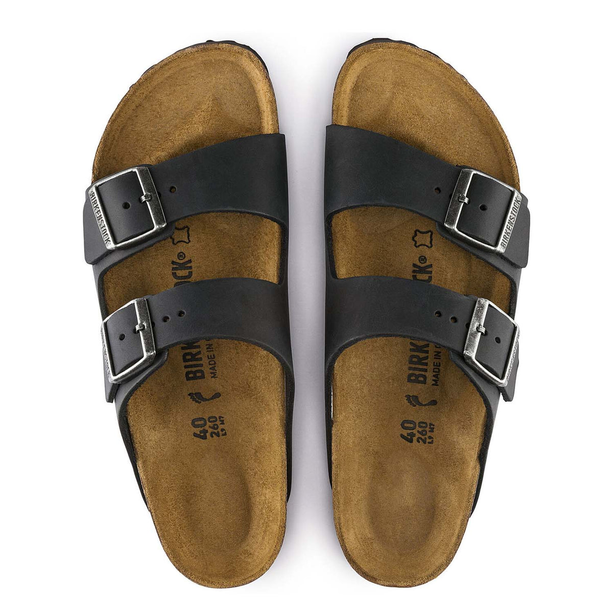 Birkenstock Arizona Oiled Leather Black בירקנשטוק כפכפי נשים אריזונה שחור