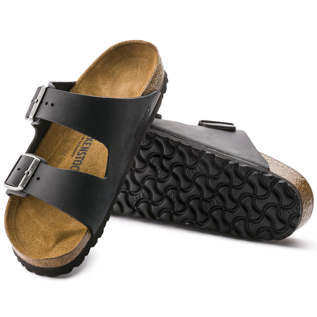 בירקנשטוק כפכפי גברים אריזונה עור שחור Birkenstock Arizona Oiled Leather Black (4520241266762)