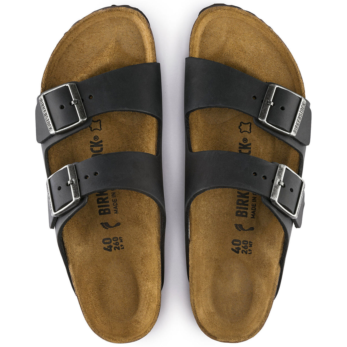 בירקנשטוק כפכפי גברים אריזונה עור שחור Birkenstock Arizona Oiled Leather Black (4520241266762)