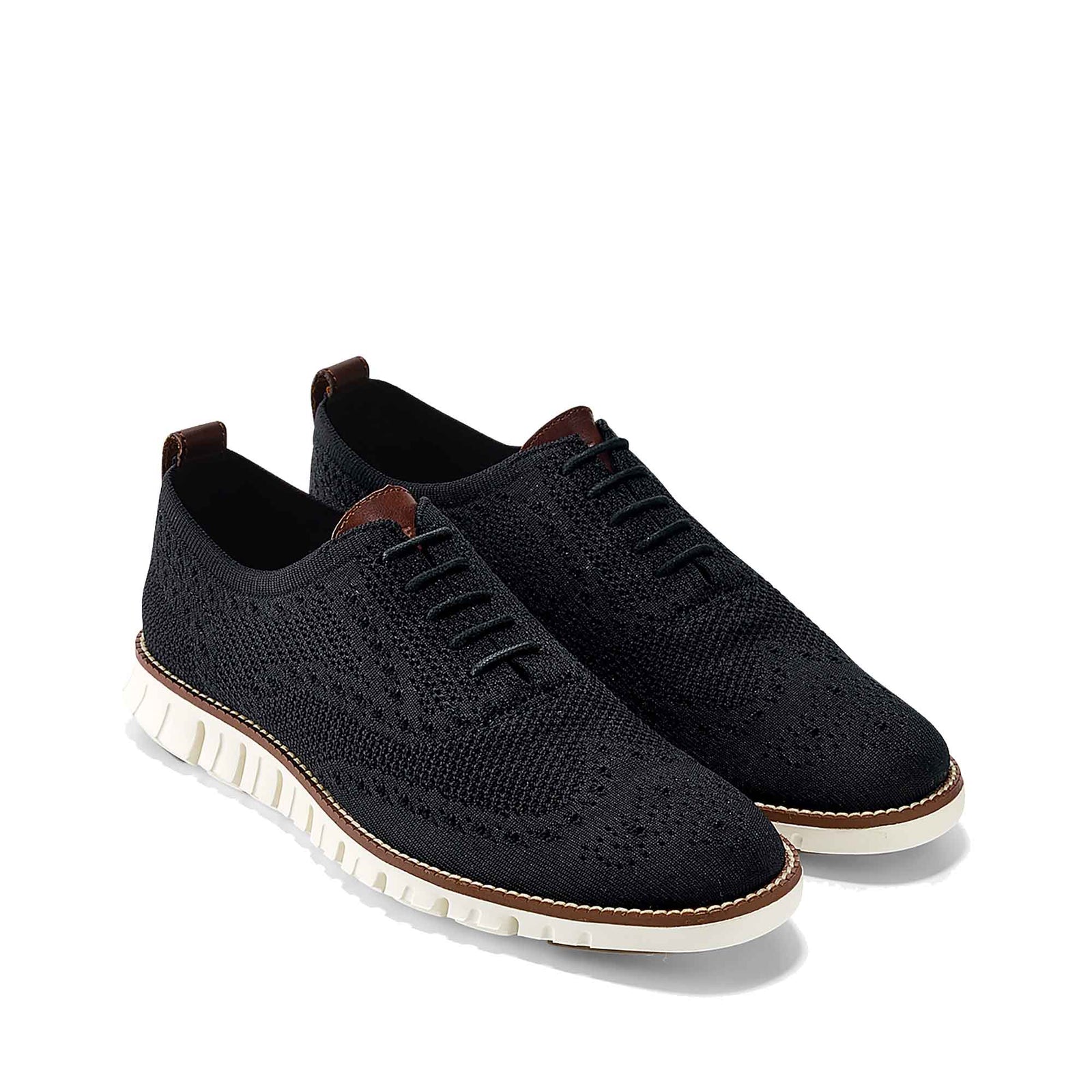 נעלי גברים קול האן Cole Haan ZERØGRAND Stitchlite Oxfrd Black Knit Ivory