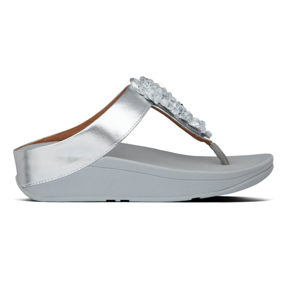 פיט פלופ פינו סיקווין סילבר Fit-Flop Fino Sequin Toe Thongs Silver (4527299199050)