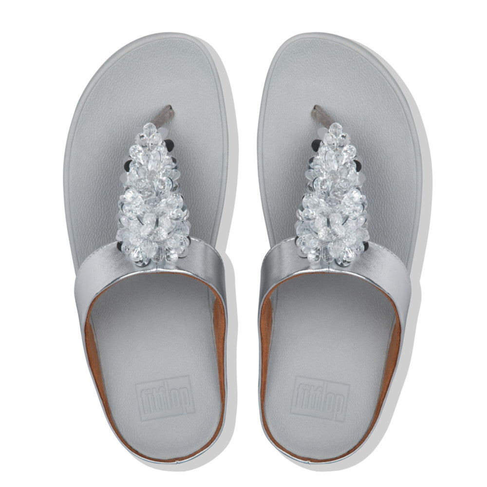 פיט פלופ פינו סיקווין סילבר Fit-Flop Fino Sequin Toe Thongs Silver (4527299199050)