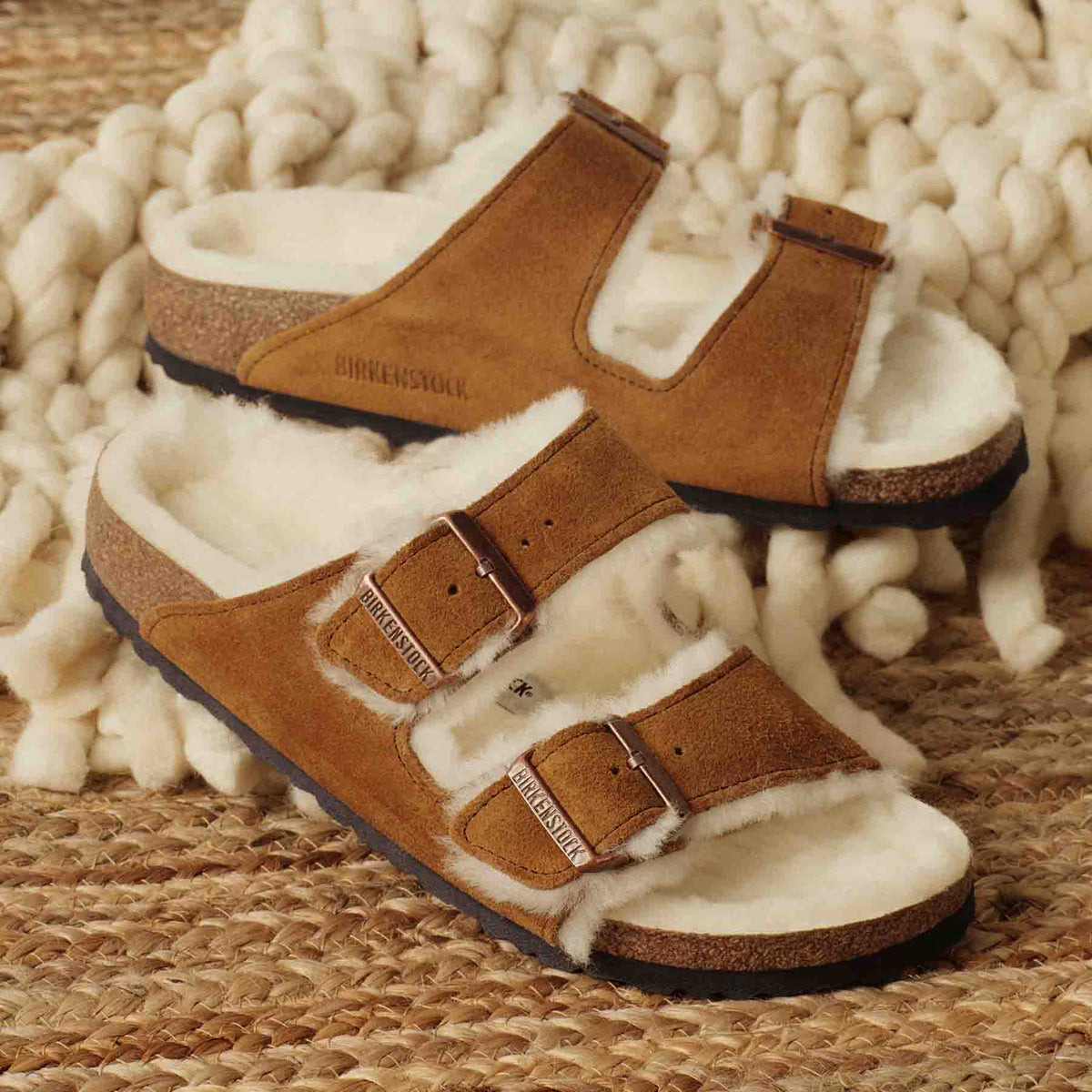 Birkenstock Arizona Sheepskin Mink בירקנשטוק כפכפי אריזונה נשים