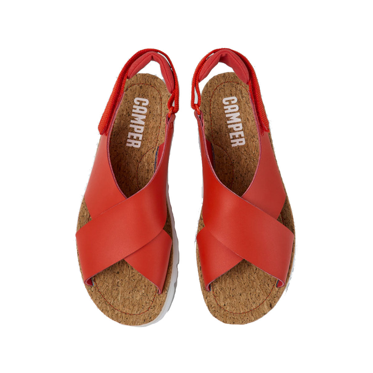 Camper Oruga Red leather and textile sandals for women סנדלי קמפר לנשים