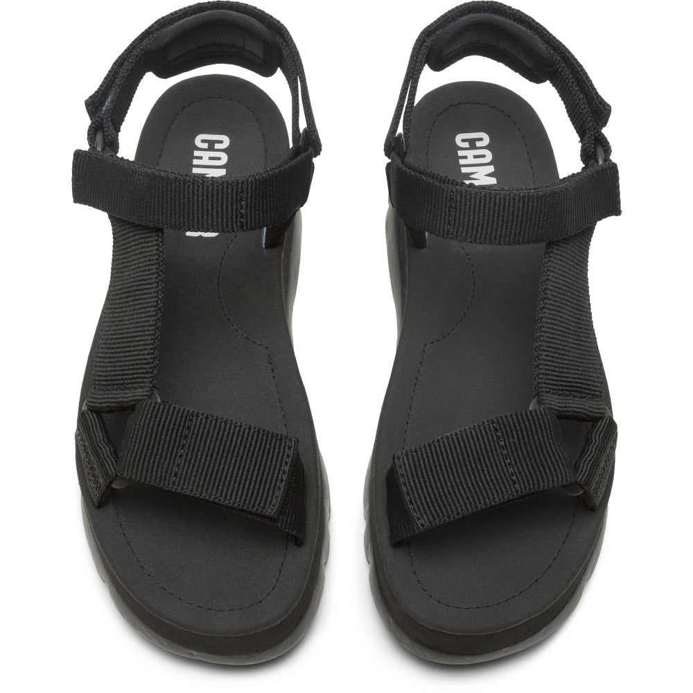 סנדלי נשים קמפר Camper Oruga Up Black recycled PET sandals for women