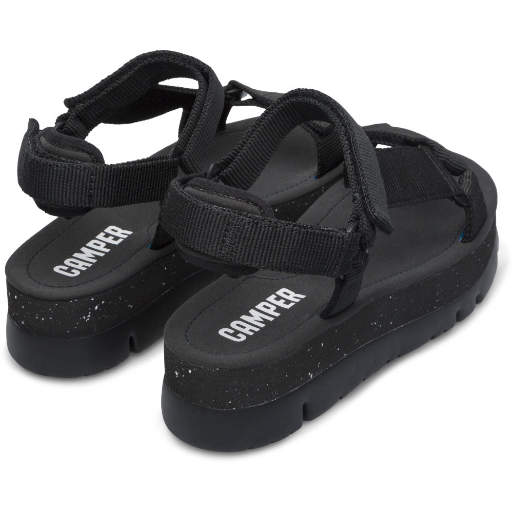 סנדלי נשים קמפר Camper Oruga Up Black recycled PET sandals for women