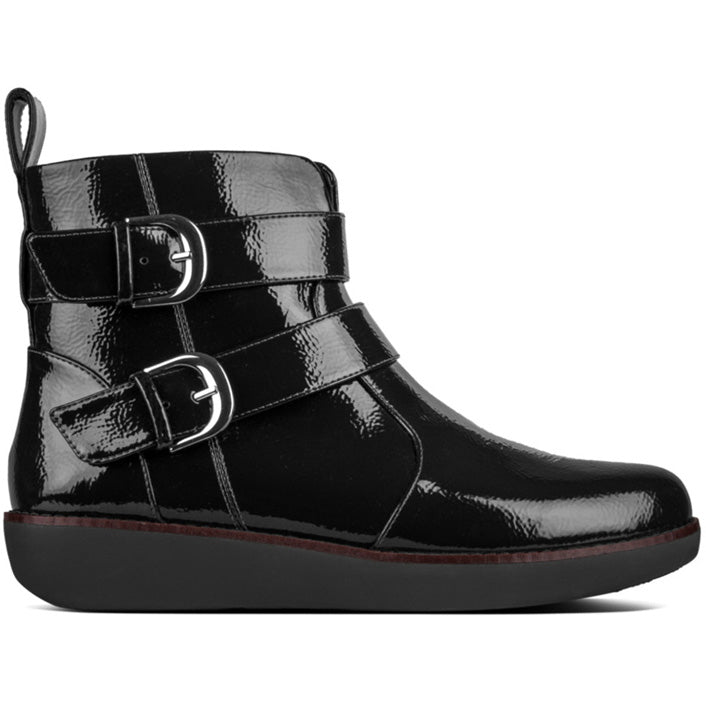 דגם: N80-001 Laila Double Buckle Crinkle Patent Black (4395494867018)