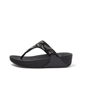 Fit Flop Lulu Crystal Feather Toe Post Sandals Black פיט פלופ לולו קריסטל