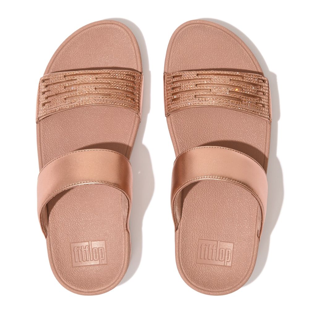 Fit Flop Lulu Slides Rose Gold כפכפי פיט פלופ לנשים