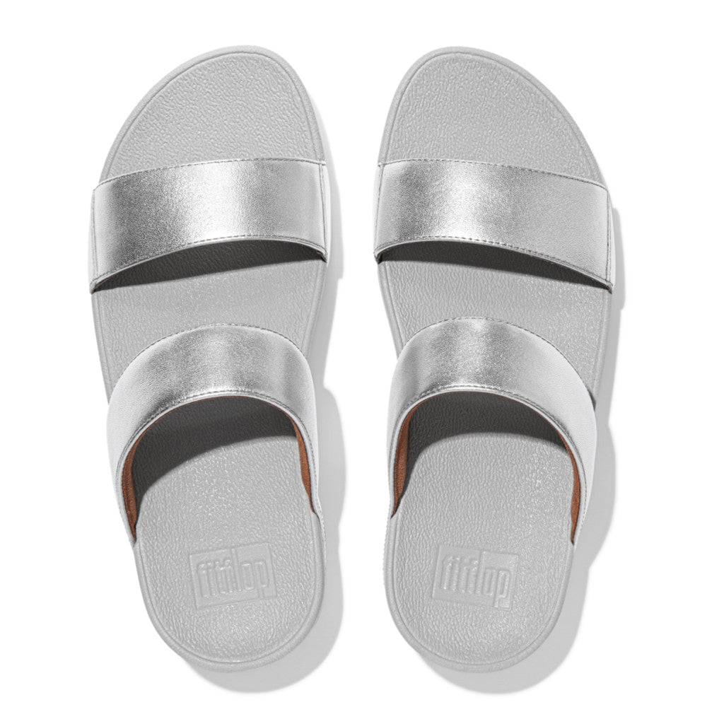 Fit-Flop Lulu Leather Slides Silver פיט פלופ כפכפי נשים