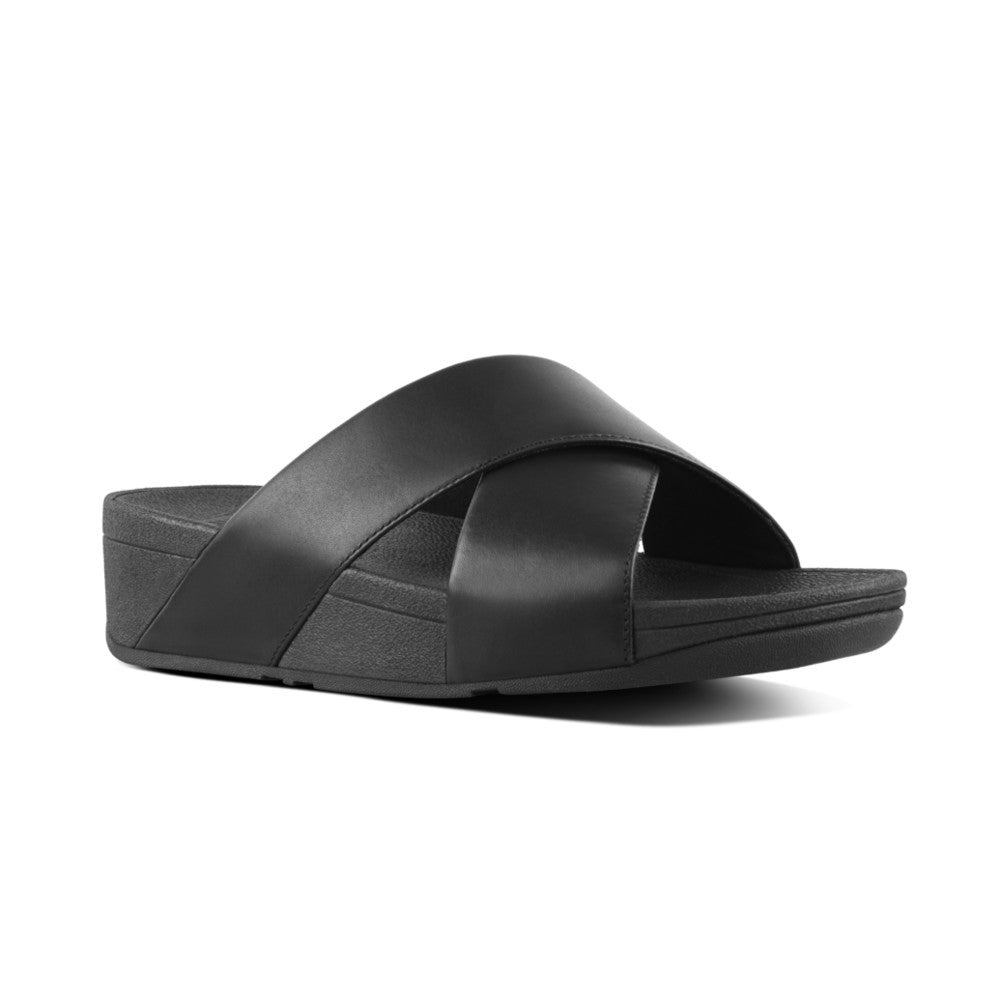 פיט פלופ לולו קרוס סלייד שחור Fit-Flop Lulu Cross Slide Sandals Leather Black (4527268134986)