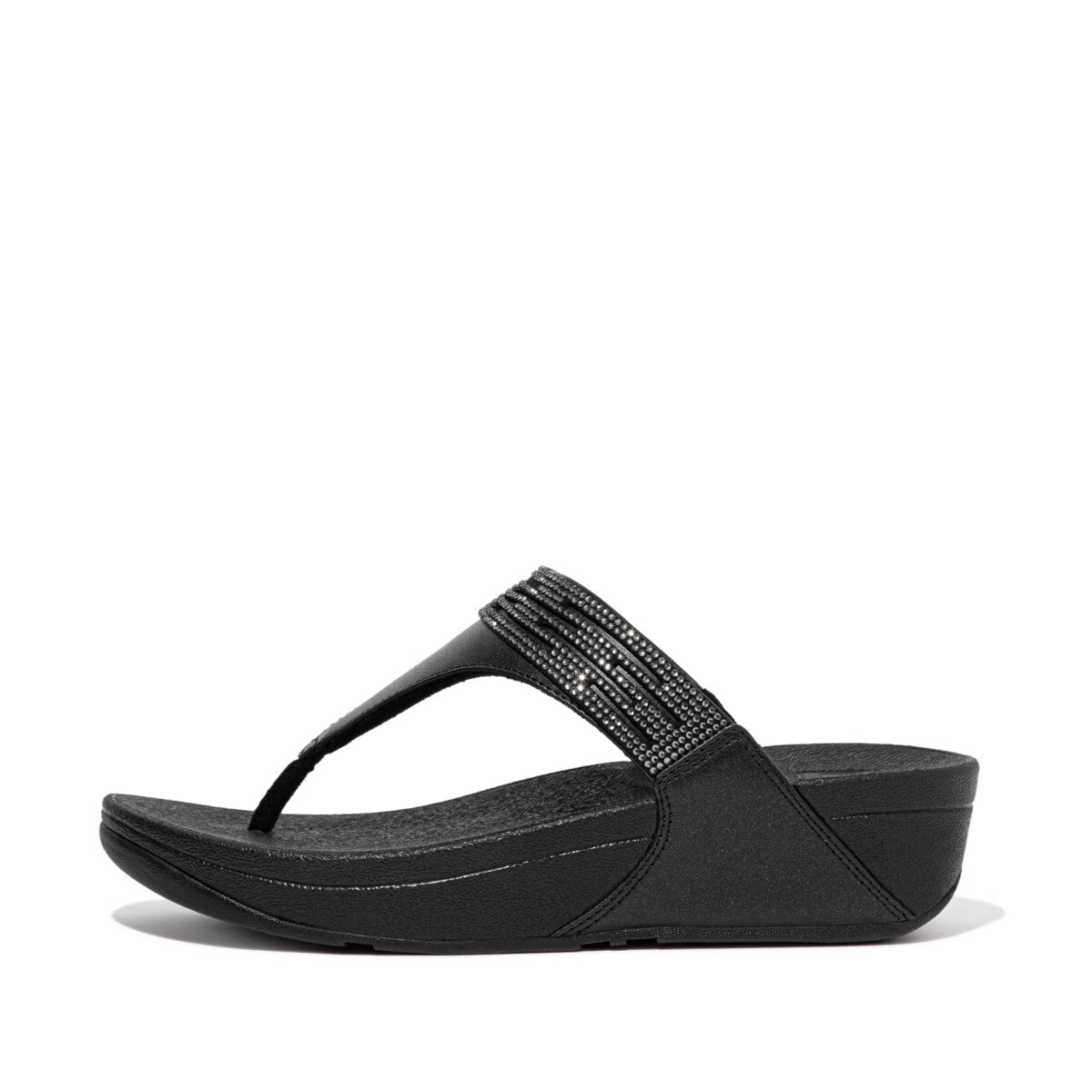 Fit Flop Lulu Lasercrystal Leather Toe-Post Sandals Black כפכפי פיט פלופ לנשים שחור