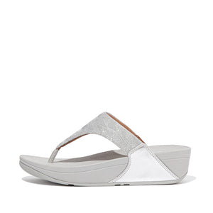 Fit Flop Lulu Glitz Toe-Post Sandals Silver פיט פלופ כפכפי נשים