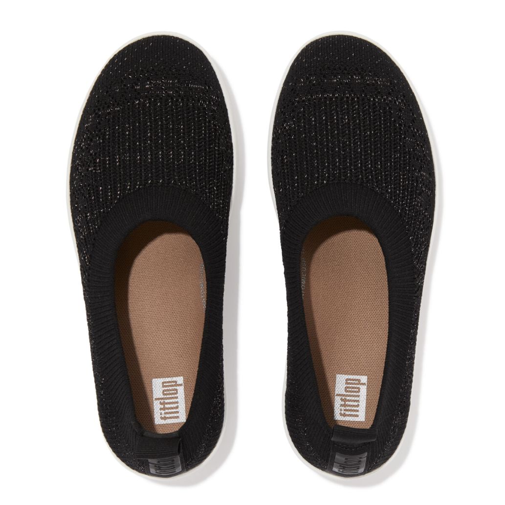 Fit-Flop Uberknit Slip-On Ballerina Black Rose Gold  אוברניט שחור רוז גולד פיט פלופ נעלי נשים