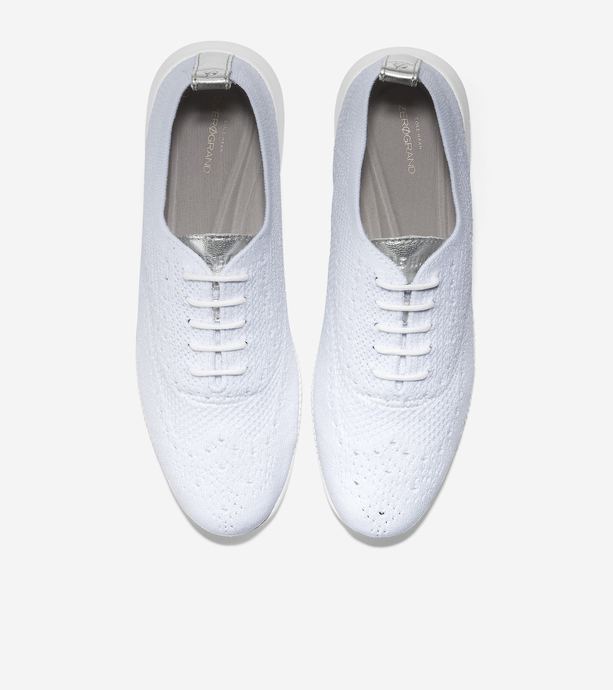 נעלי נשים קול האן  Cole Haan Zerogrand Stitchlite OX White Knit Argento (4531381141578)